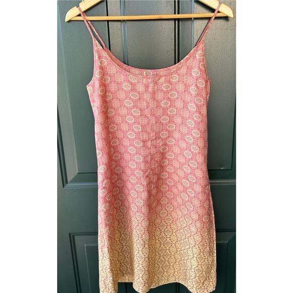 Vintage J.Crew Silk Slip Dress 6P Pink.& Yellow Ombre Boho Preppy Beachy - Picture 5 of 6